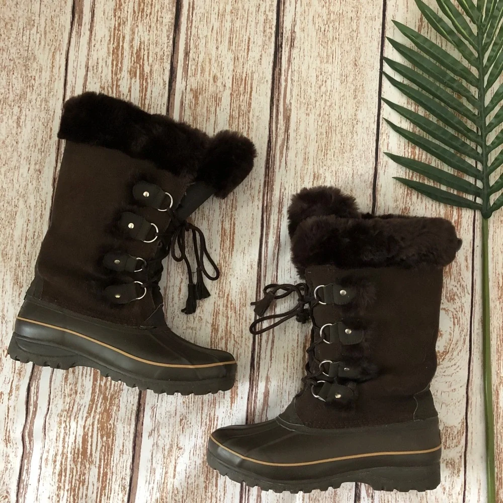 Khombu Brown Winter Snow Boots Size 9